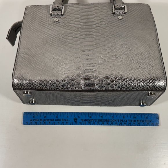 Michael Kors Selma Silver Python Leather Shoulder Bag - Picture 10 of 10